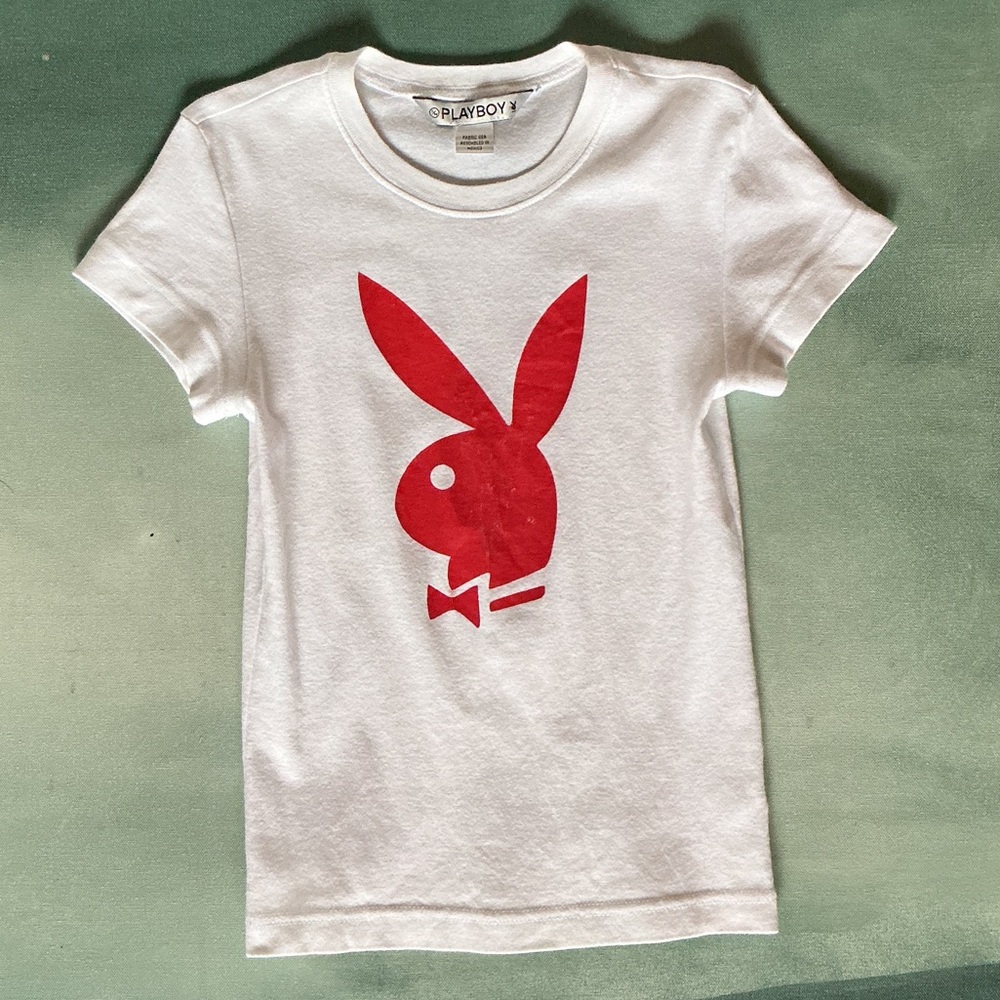 Vintage Y2K Playboy Bunny Baby Tee T-Shirt + PLAYBOY Cropped Hoodie